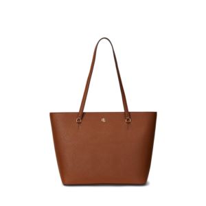 Karly+Crosshatch+Medium+Leather+Shopper+Tan