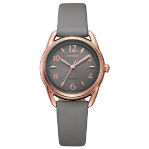 Ladies%27+Drive+Eco-Drive+Rose+Gold+%26+Gray+Leather+Strap+Watch+Gray+Dial