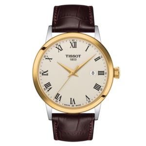 Men%27s+Classic+Dream+Gold+%26+Brown+Leather+Strap+Watch+Ivory+Dial