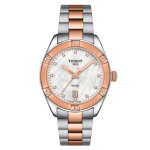 Ladies%27+PR+100+Sport+Chic+2-Tone+Stainless+Steel+Diamond+Watch+MOP+Dial