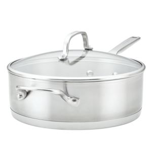 4.5qt+Stainless+Steel+3-Ply+Covered+Saute+Pan+w%2F+Helper+Handle