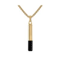 Icon Pendant Gold-Tone Stainless Steel & Black Spinel Amulet Necklace 24-26