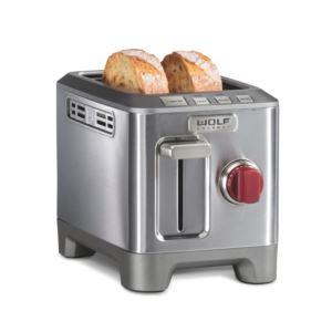 Stainless+Steel+2+Slice+Toaster+w%2F+Red+Knobs