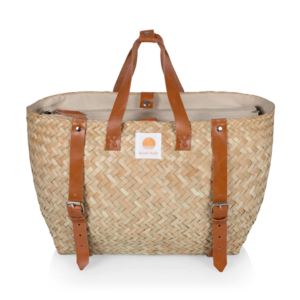 Hermosa+Woven+Beach+Cooler+Bag+Beige+w%2F+Brown+Accents