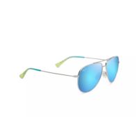 Hau'oli Polarized Sunglasses Shiny Silver Frame Blue Hawaii Lens