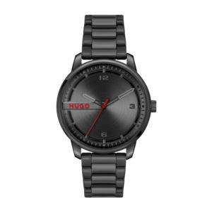 Men%27s+Stamp+Black+Ion-Plated+Stainless+Steel+Watch+Black+Dial