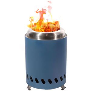 Stainless+Steel+Tabletop+Smokeless+Fire+Pit+-+Blue+-+8%22+H+x+5.5%22+Diameter