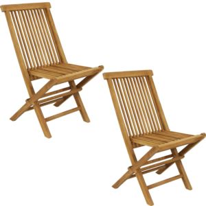 Sunnydaze+Hyannis+Teak+Outdoor+Folding+Patio+Chair+with+Slat+Back+-+2+Chairs