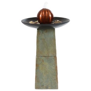 Copper+Orb+Outdoor+Slate+Fountain+with+Decorative+Pebbles