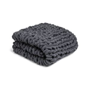 Chunky+Knit+Throw+Blanket+Charcoal