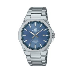 Men%27s+Edifice+Slim+Silver-Tone+Stainless+Steel+Analog+Watch+Blue+Dial