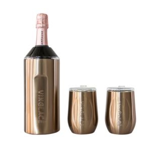 Wine+Chiller+Gift+Set+w%2F+2+Tumblers+Copper