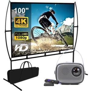 Mini+LED+Projector%2C+100%22+portable+screen+%2B+Roku+Streaming+stick