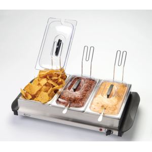 Betty+Crocker+3x2.5+Quart+Stainless+Steel+Buffet+Server+%26+Warming+Tray