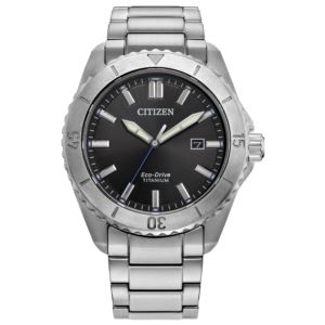 Men%27s+Brycen+Super+Titanium+Eco-Drive+Silver-Tone+SS+Watch+Black+Dial