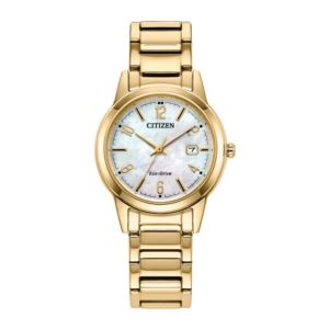 Ladies%27+Dress%2FClassic+Gold-Tone+Stainless+Steel+Watch+White+MOP+Dial