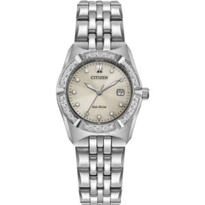 Ladies%27+Corso+Diamond+Eco-Drive+Silver-Tone+Stainless+Steel+Watch+Taupe+Dial