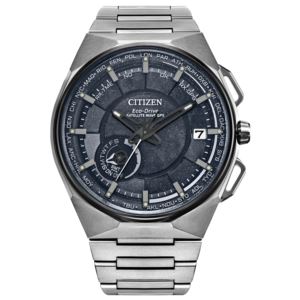 Men%27s+Satellite+Wave+GPS+Super+Titanium+Silver+Watch+Black+Cosmos+Dial