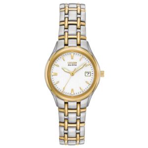 Ladies%27+Silhouette+Eco-Drive+Two-Tone+Stainless+Steel+Watch+White+Dial