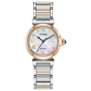 Ladies%27+Mae+Eco-Drive+Two-Tone+Stainless+Steel+Watch+White+MOP+Dial