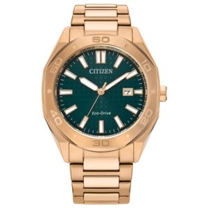 Men%27s+Weekender+Sporty+Eco-Drive+Gold-Tone+SS+Watch+Green+Dial