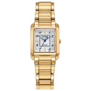 Ladies%27+Bianca+Eco-Drive+Gold-Tone+SS+Rectangle+Watch+Mother-of-Pearl+Dial