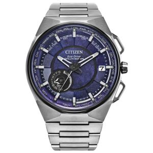 Men%27s+Satellite+Wave+GPS+Super+Titanium+Silver+Watch+Blue+Cosmos+Dial