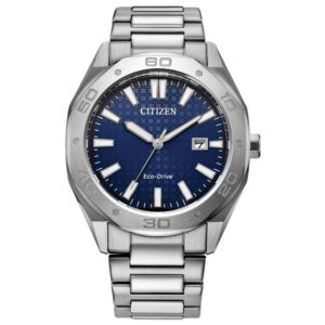 Men%27s+Weekender+Sporty+Eco-Drive+Silver-Tone+SS+Watch+Blue+Dial