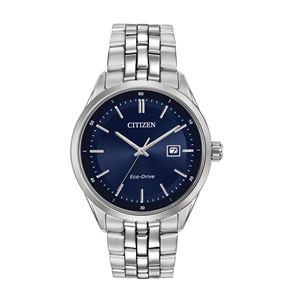 Men%27s+Adysen+Eco-Drive+Silver-Tone+Stainless+Steel+Watch+Navy+Dial