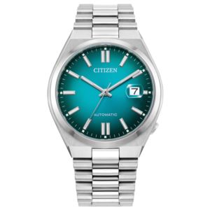 Men%27s+Tsuyosa+Automatic+Silver-Tone+Stainless+Steel+Watch+Teal+Dial