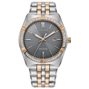 Men%27s+Corso+Diamond+Eco-Drive+Two-Tone+Stainless+Steel+Watch+Gray+Dial