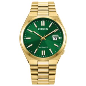 Men%27s+Tsuyosa+Automatic+Gold-Tone+Stainless+Steel+Watch+Green+Dial