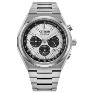 Men%27s+Zenshin+Chrono+Super+Titanium+Eco-Drive+Silver-Tone+SS+Watch+Silver+Dial