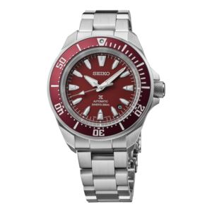 Men%27s+Prospex+Diver+Sea+Automatic+Silver-Tone+Stainless+Steel+Watch+Red+Dial