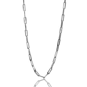 Paper+Clip+Chain+Link+Necklace+-+Stainless+Steel+18%22