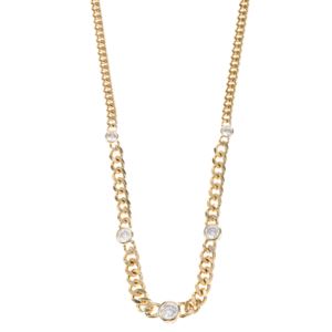 Curb+Chain+Graduated++Pendant+with+5+Cubic+Zirconia+Stones+-+Goldtone