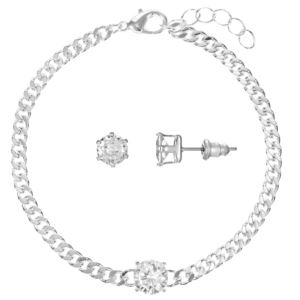 Bracelet+%26+Earrings+Set+with+Round+Cubic+Zirconia