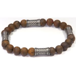 Men%27s+Brown+Bead+Bronzite+Stretch+Bracelet