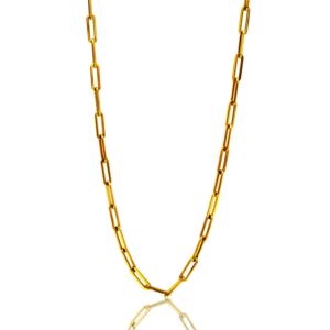 Paper+Clip+Necklace%2C++Large+Chain+Links%2C+Gold+Plated+24%22