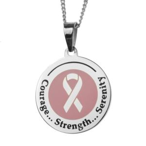 Joyful+Sentiments+Pink+And+Silver+Round+Ribbon+Pendant+Necklace