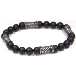 Men%27s+Black+Beads++Onyx+Stretch+Bracelet