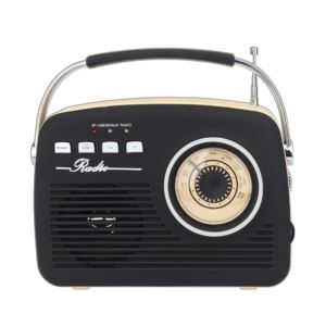 Vintage+Portable+Bluetooth+Speaker+w%2F+AM%2FFM+Radio+Black