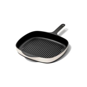 10.5%22+Enameled+Cast+Iron+Grill+Pan+Cream