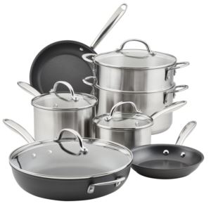 Professional+11pc+Hard+Anodized+Nonstick+%26+Induction+Stainless+Steel+Cookware