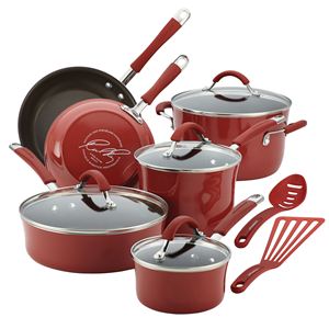 Cucina+12pc+Porcelain+Cookware+Set+Cranberry+Red