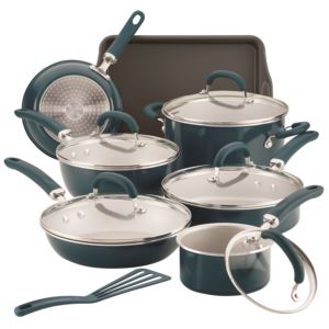 Create+Delicious+13pc+Enameled+Aluminum+Cookware+Teal+Shimmer