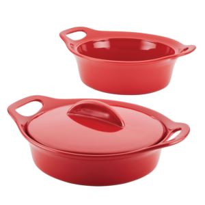 Ceramic+3pc+Casserole+Set+Red