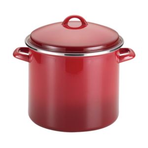 12qt+Enamel+on+Steel+Stockpot+w%2F+Lid+Red+Gradient