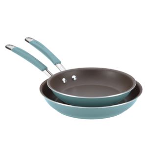 2pc+Cucina+Hard+Enamel+Skillet+Set+Agave+Blue