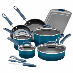 14pc+Classic+Brights+Nonstick+Cookware+Marine+Blue